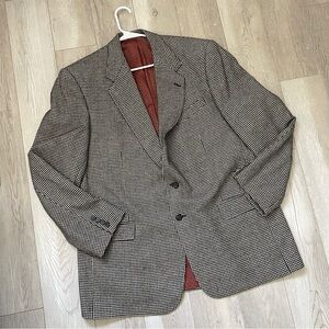Carroll & Co Blazer mongolian cashmere houndstooth suit mens size 46 long